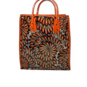 VTG 60s Plastic Reusable Beach Shopping Tote Bag Clear Flower Graphic